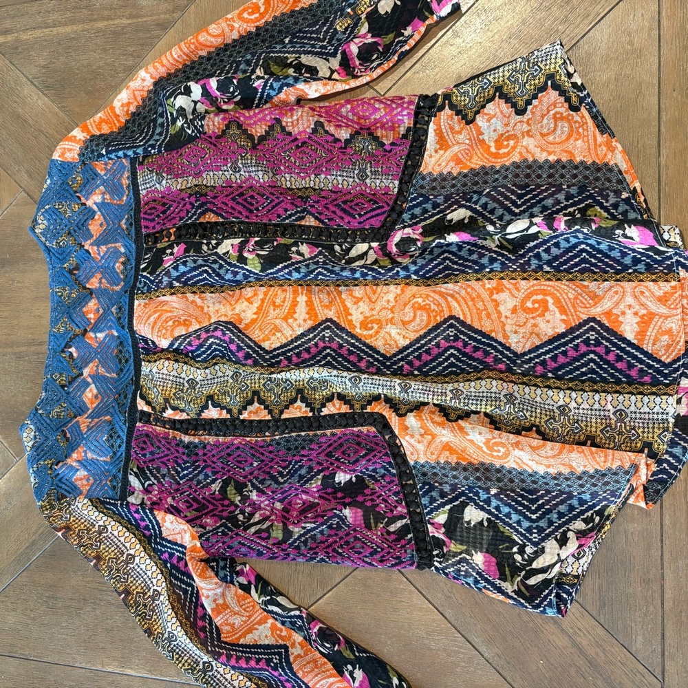 Vanessa Virginia Anthropologie Blouse Multicolored 3/4 Sleeve Women’s Size 10 - Picture 6 of 8